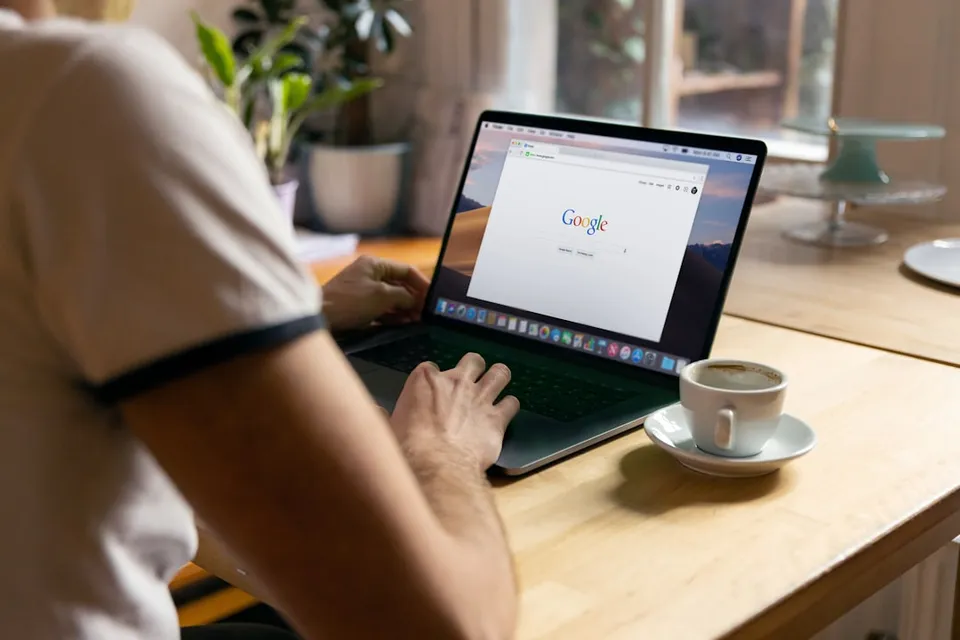 Google search results open on a laptop screen, the subject of an AI search readiness check